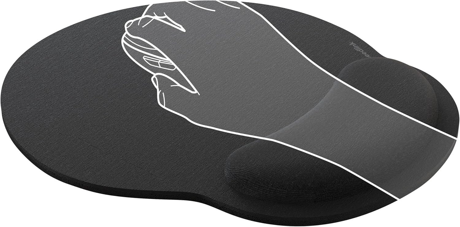 VELLU Memory Foam Mousepad - Ergonomic Mouse Mat with Memory Foam Palm Rest, Wrist Rest, Wrist Pad for Computer, PC, Notebook, Laptop, Non-Slip, Black - Image 4
