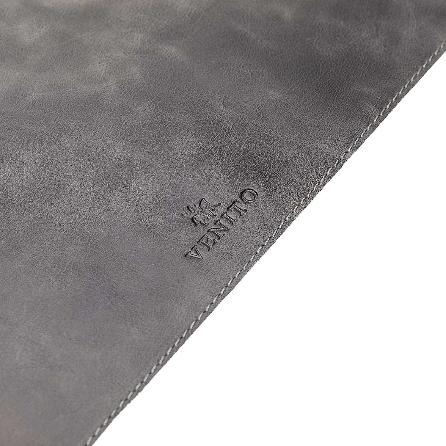 Venito Premium Leather Desk Pad Mat (31.5 X 14.6 inch) - Medium Desk Mat for Keyboard and Mouse Home Office Accessories (Faded Gray) - Image 3