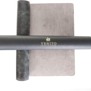 Venito Premium Leather Desk Pad Mat (31.5 X 14.6 inch) - Medium Desk Mat for Keyboard and Mouse Home Office Accessories (Faded Gray)