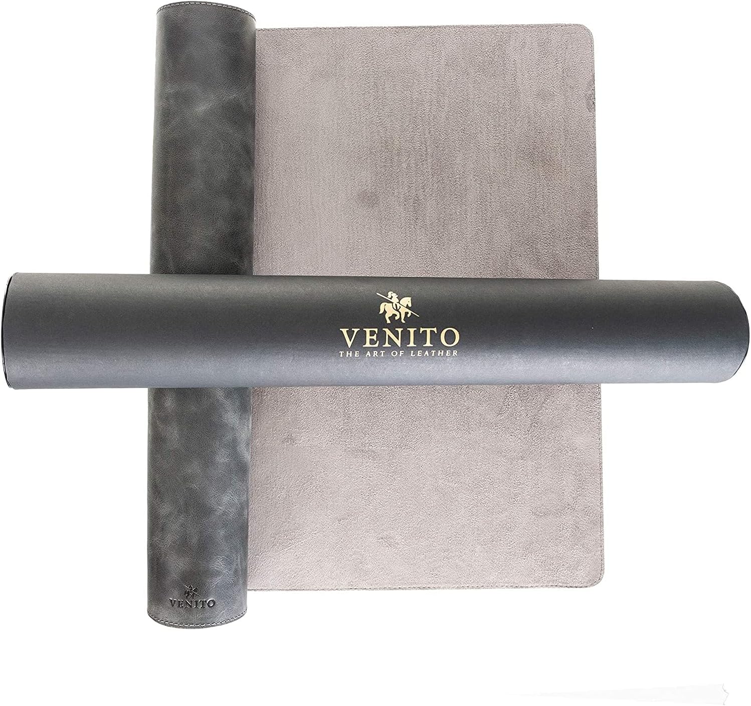 Venito Premium Leather Desk Pad Mat (31.5 X 14.6 inch) - Medium Desk Mat for Keyboard and Mouse Home Office Accessories (Faded Gray)