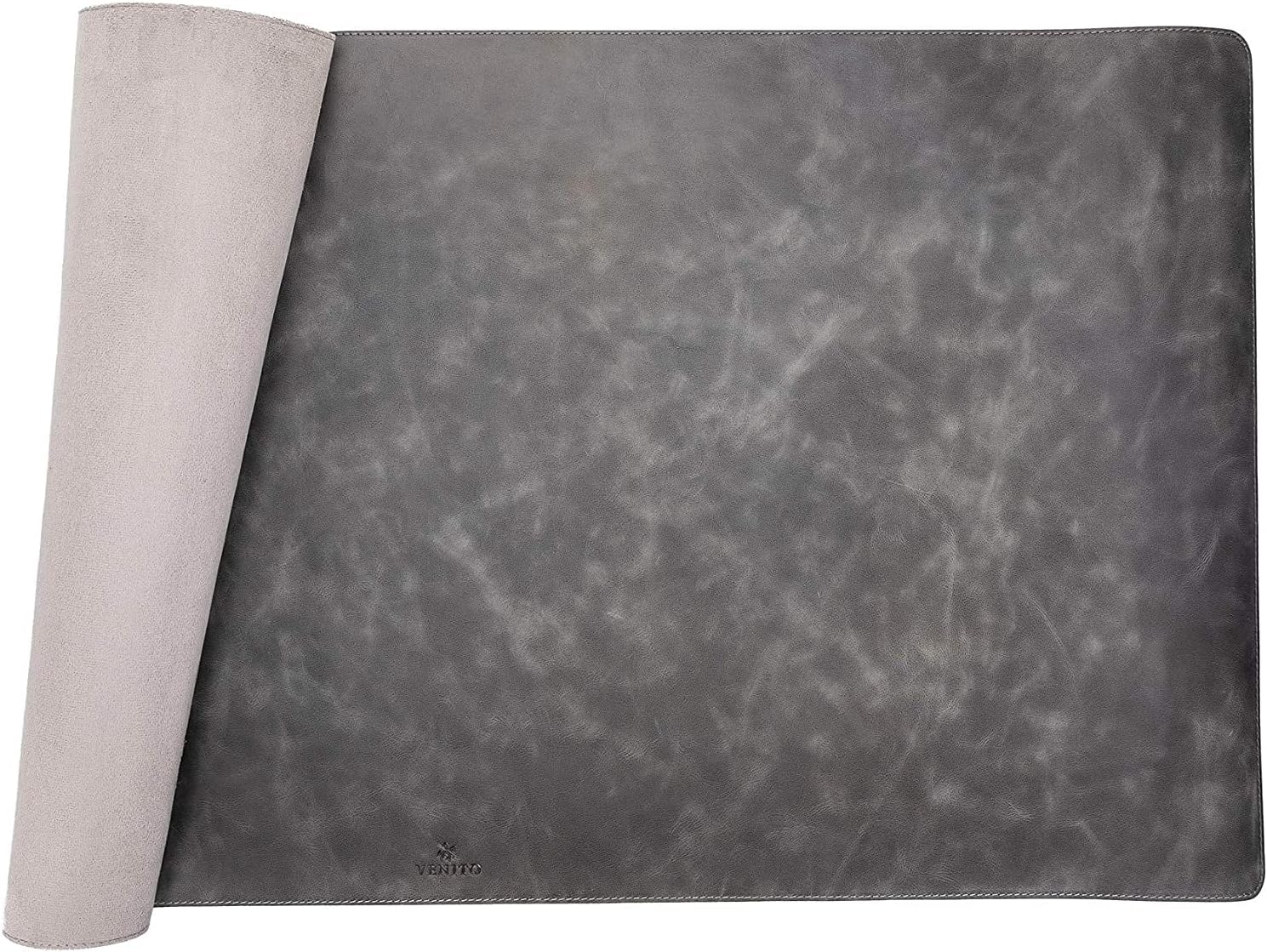 Venito Premium Leather Desk Pad Mat (31.5 X 14.6 inch) - Medium Desk Mat for Keyboard and Mouse Home Office Accessories (Faded Gray) - Image 4