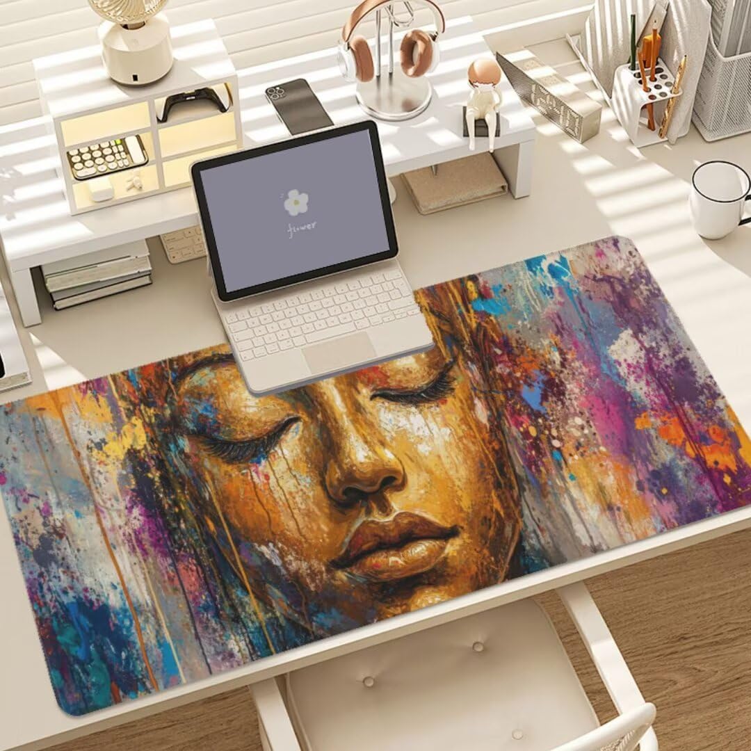 Vintage Mouse Pad Desk Pad, Mouse Pad Large Desk Mat with Stitched Edges, XXL Mousepad with Non-Slip Rubber Base, Computer Keyboard Pad Waterproof Gaming Mouse Pad Buddha Desk Pad 47.2x23.6 Inch gq279 - Image 7