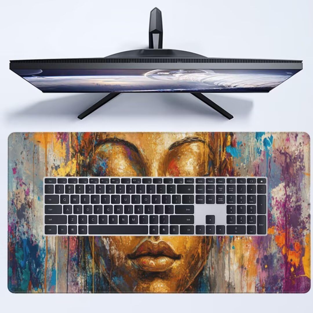 Vintage Mouse Pad Desk Pad, Mouse Pad Large Desk Mat with Stitched Edges, XXL Mousepad with Non-Slip Rubber Base, Computer Keyboard Pad Waterproof Gaming Mouse Pad Buddha Desk Pad 47.2x23.6 Inch gq279 - Image 4