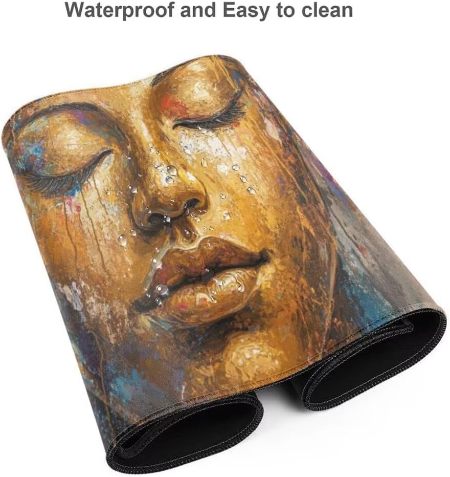 Vintage Mouse Pad Desk Pad, Mouse Pad Large Desk Mat with Stitched Edges, XXL Mousepad with Non-Slip Rubber Base, Computer Keyboard Pad Waterproof Gaming Mouse Pad Buddha Desk Pad 47.2x23.6 Inch gq279 - Image 6