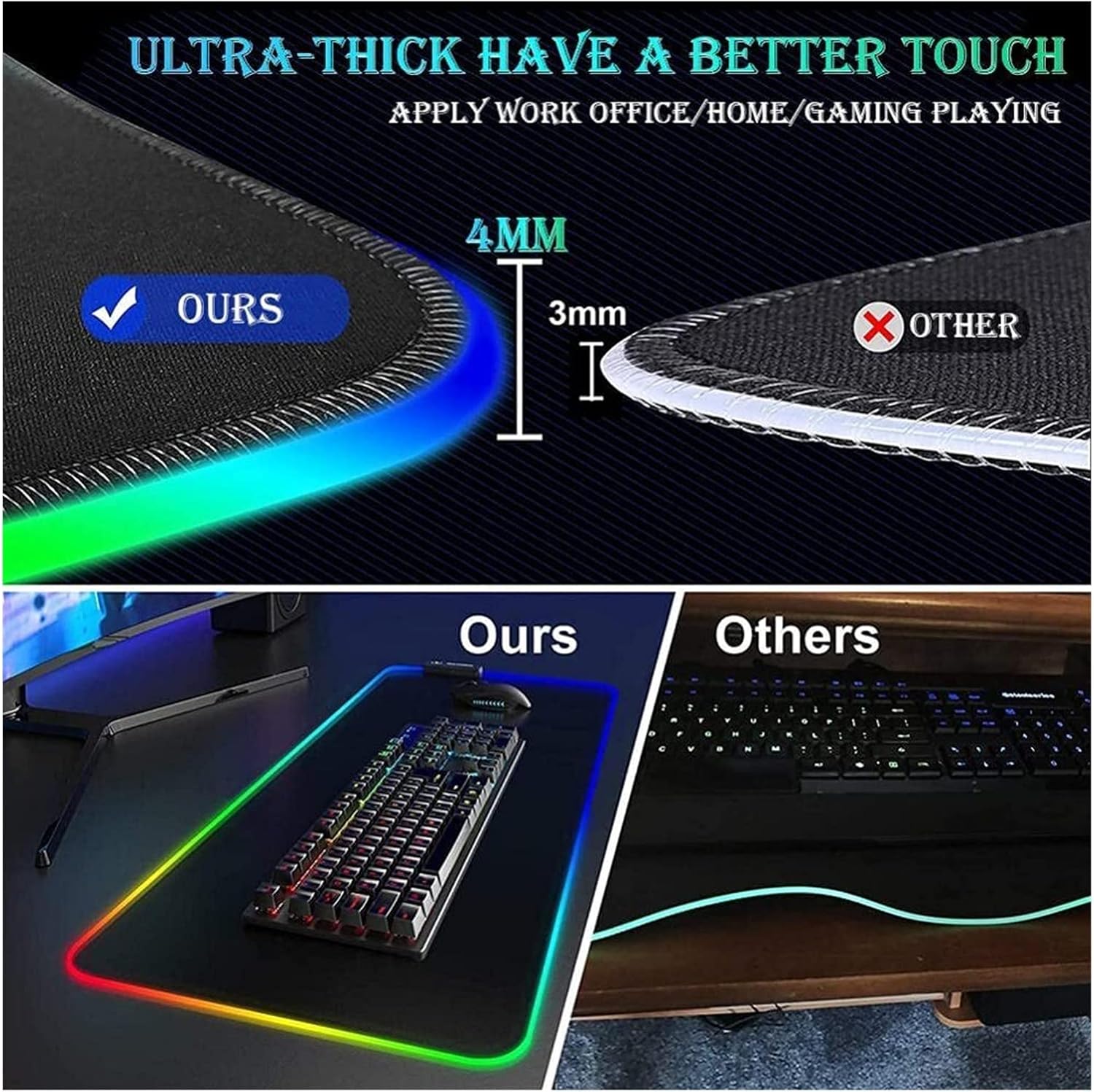 Wide Mouse Pad, Oversized Extended Mousepad, Large Gaming Mouse Pad Desk Pad, Anti-Slip Rubber Base and Stitched Edge, Extra Large Soft Computer Keyboard Mouse Mat (Color : C, Size : 300x800x4mm) - Image 7