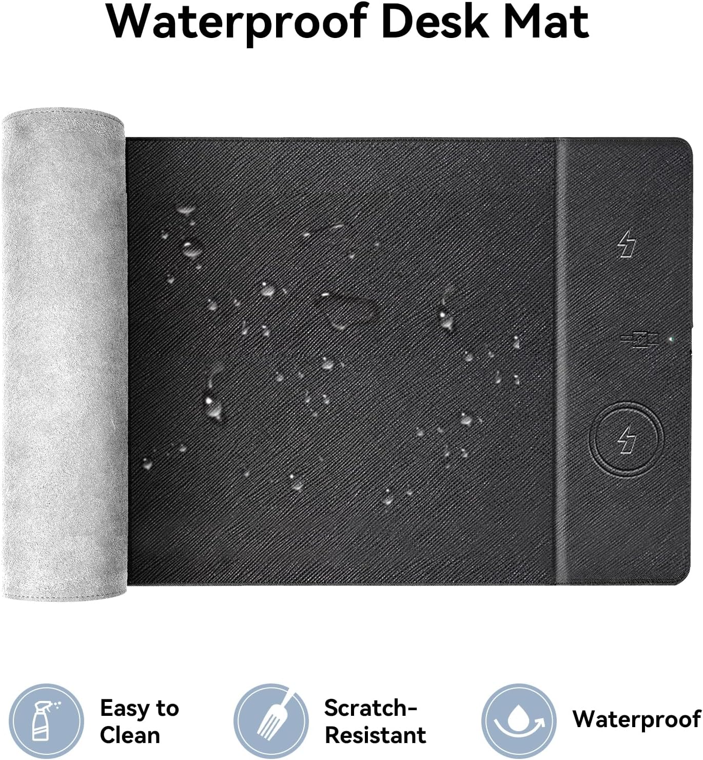 Wireless Charging Mouse Pad, 31.5"x11.7" XXL Large Office Desk Pad with Ultra-Smooth Surface,Non-Slip Base, Classic Black Waterproof Computer Desk Mat for MacBook, PC, Laptop - Image 7