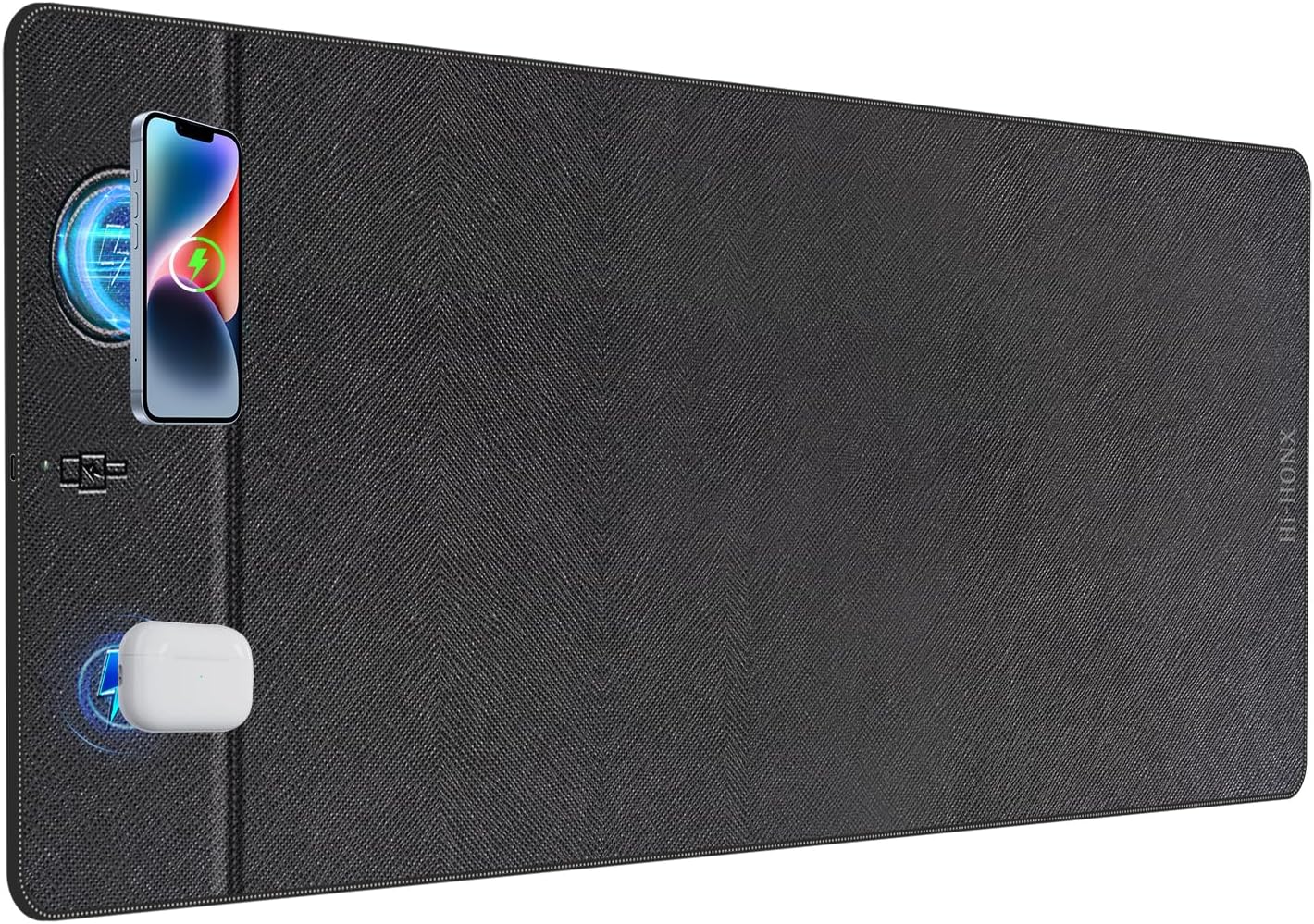 Wireless Charging Mouse Pad, 31.5"x11.7" XXL Large Office Desk Pad with Ultra-Smooth Surface,Non-Slip Base, Classic Black Waterproof Computer Desk Mat for MacBook, PC, Laptop