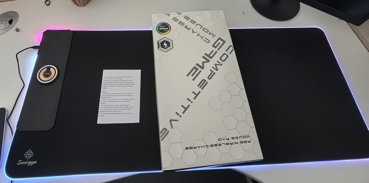 Wireless Charging RGB Gaming Mouse Pad 15W, LED Mouse Mat 900x400x4MM, Light Modes Extra Large Mousepad Non-Slip Rubber Base Computer Keyboard Mat for Gaming, MacBook, PC, Laptop, Desk