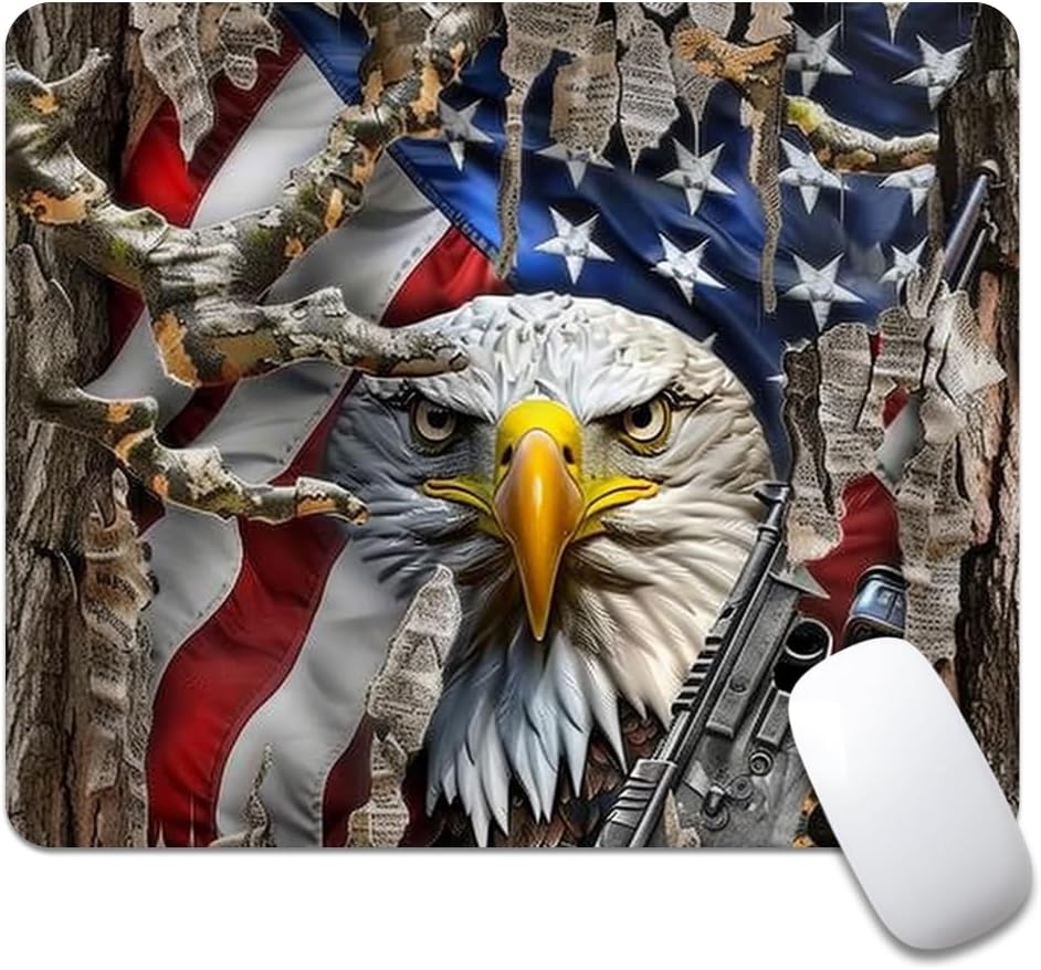 Wood Grain American Flag Hunting Deer Square Mouse pad, Texture, Waterproof, Anti Slip Rubber Base, Computer Mouse pad, Laptop Mouse pad - Image 22