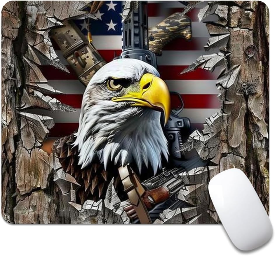Wood Grain American Flag Hunting Deer Square Mouse pad, Texture, Waterproof, Anti Slip Rubber Base, Computer Mouse pad, Laptop Mouse pad - Image 27