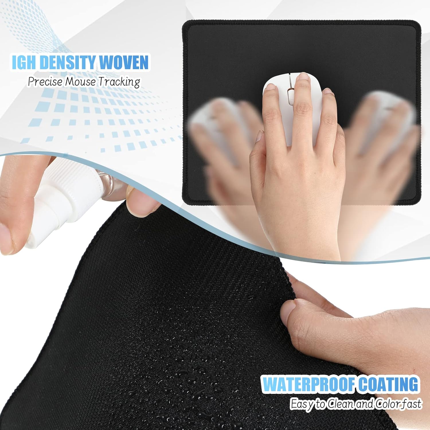 Xuhal 100 Pack Mouse Pad with Stitched Brims Black Mouse Pad 2mm Non Slip Waterproof Computers Mousepads Bulk with Rubber Base Gaming Mouse Pads for Desk Laptop Office Home 7.09 x 8.66 x 0.08 Inches - Image 5