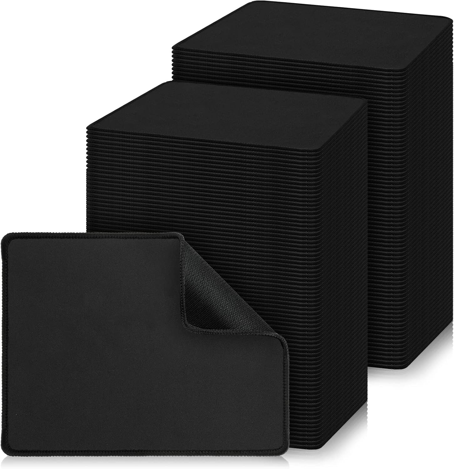 Xuhal 100 Pack Mouse Pad with Stitched Brims Black Mouse Pad 2mm Non Slip Waterproof Computers Mousepads Bulk with Rubber Base Gaming Mouse Pads for Desk Laptop Office Home 7.09 x 8.66 x 0.08 Inches