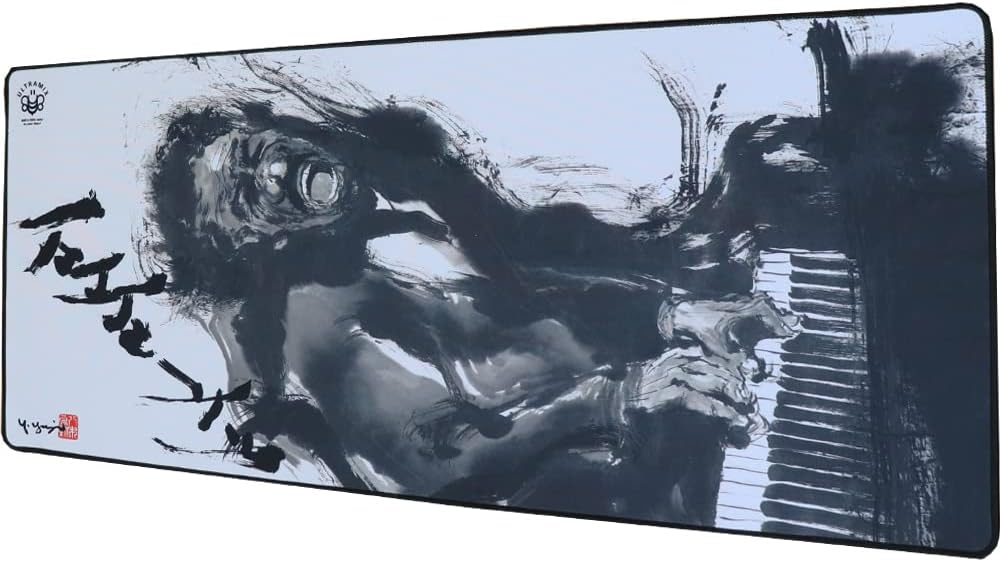 XXL Large Gaming Laptop Mouse Pad, Japanese Artisan Mouse pad Anime, Jazz 35.4 x 15.7 x 0.1 inches (900 x 400 x 3 mm) Thick Rubber Table Mat,White Mouse pad
