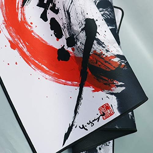 XXL Large Gaming Laptop Mouse Pad, Japanese Artisan Mouse pad Anime, Samurai Yukimura Sanada Sumie 35.4 x 15.7 x 0.1 inches (900 x 400 x 3 mm) Thick Rubber Table Mat,White Mouse pad - Image 9