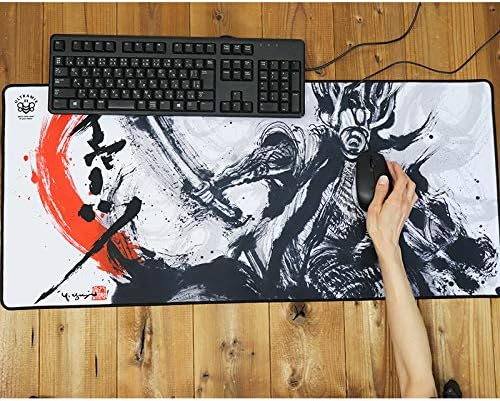 XXL Large Gaming Laptop Mouse Pad, Japanese Artisan Mouse pad Anime, Samurai Yukimura Sanada Sumie 35.4 x 15.7 x 0.1 inches (900 x 400 x 3 mm) Thick Rubber Table Mat,White Mouse pad - Image 2