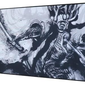 XXL Large Gaming Laptop Mouse Pad, Japanese Artisan Mouse pad Anime, Samurai Yukimura Sanada Sumie 35.4 x 15.7 x 0.1 inches (900 x 400 x 3 mm) Thick Rubber Table Mat,White Mouse pad