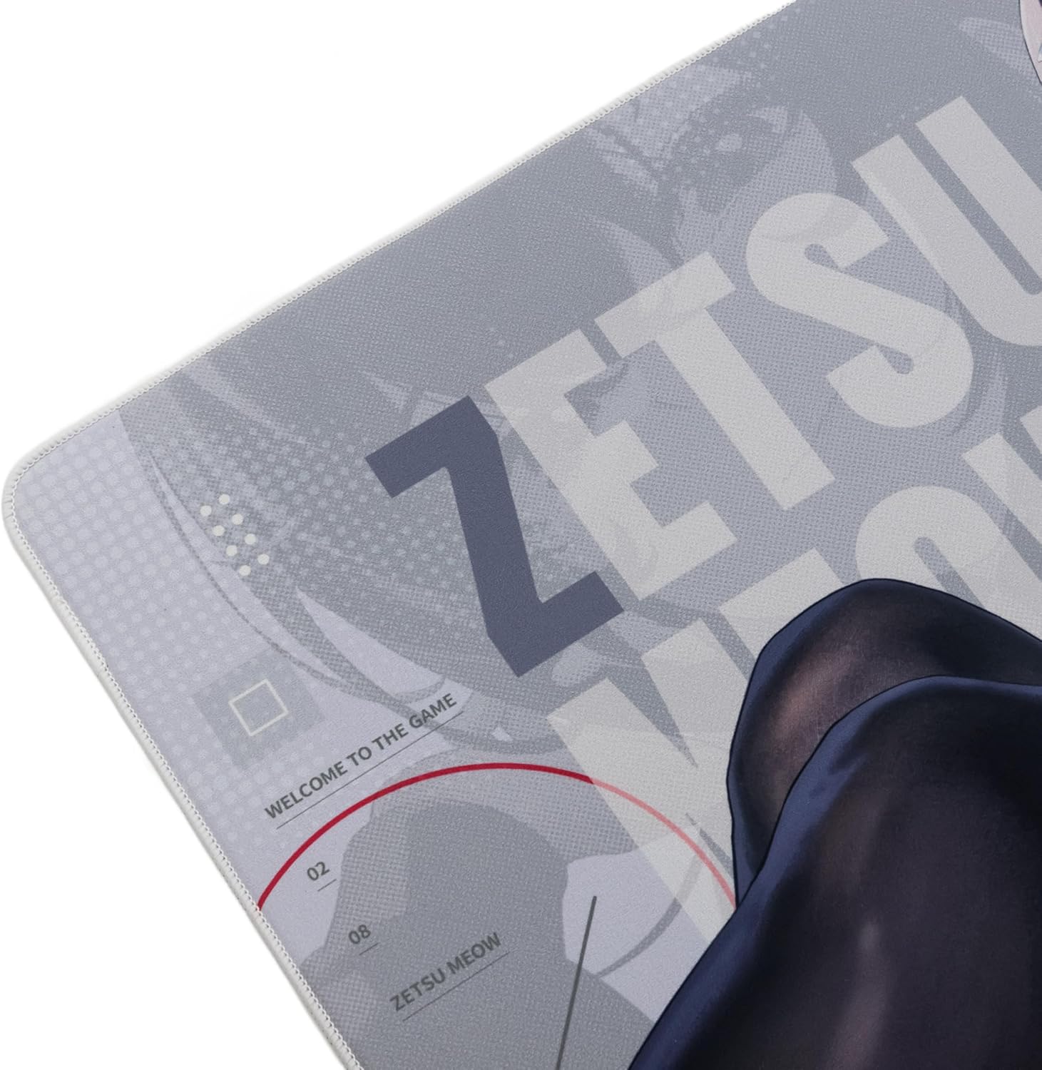 ZETSUMEOW JUE 2.0 XL Anime Gaming Mouse Pad, Micro-Woven Speed Surface, Japan-Made SlimFlex XSOFT Base, 490×420×4mm, Anime Art, Stitched Edges (Black) - Image 6