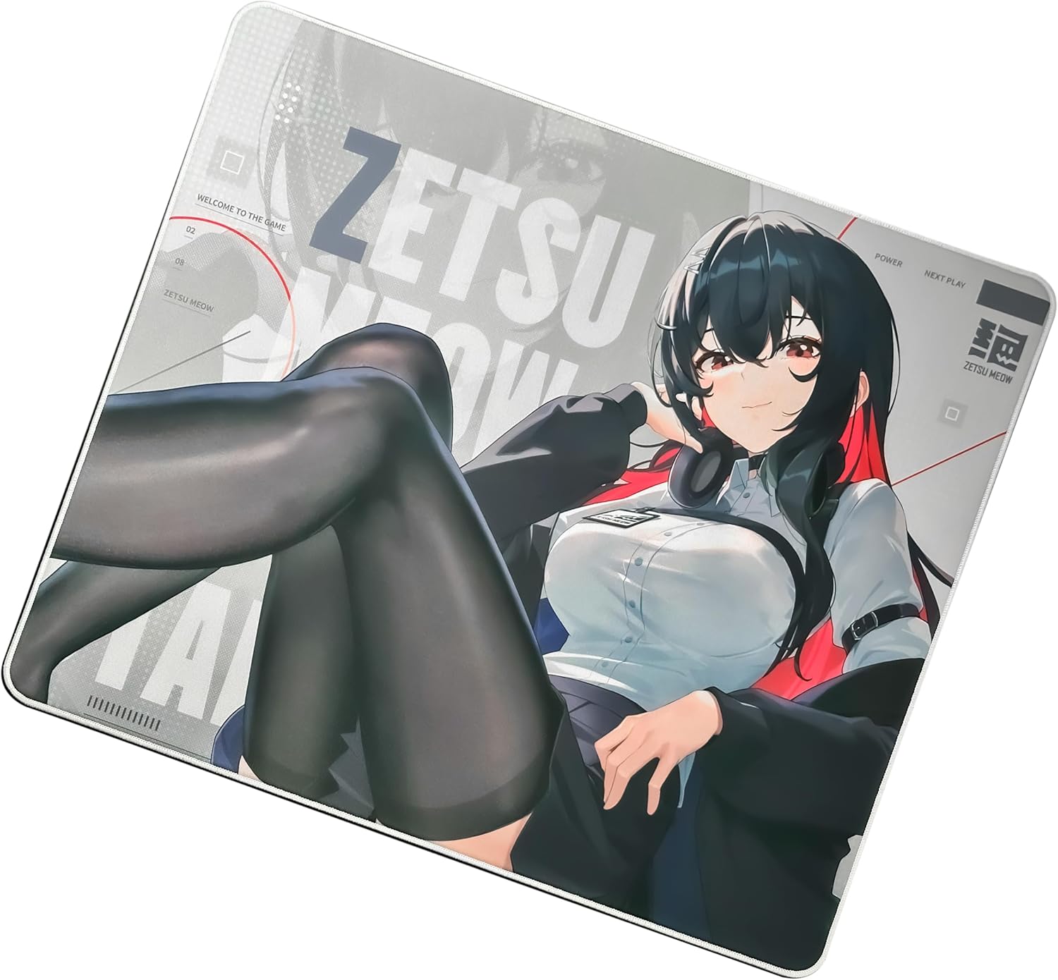 ZETSUMEOW JUE 2.0 XL Anime Gaming Mouse Pad, Micro-Woven Speed Surface, Japan-Made SlimFlex XSOFT Base, 490×420×4mm, Anime Art, Stitched Edges (Black) - Image 8