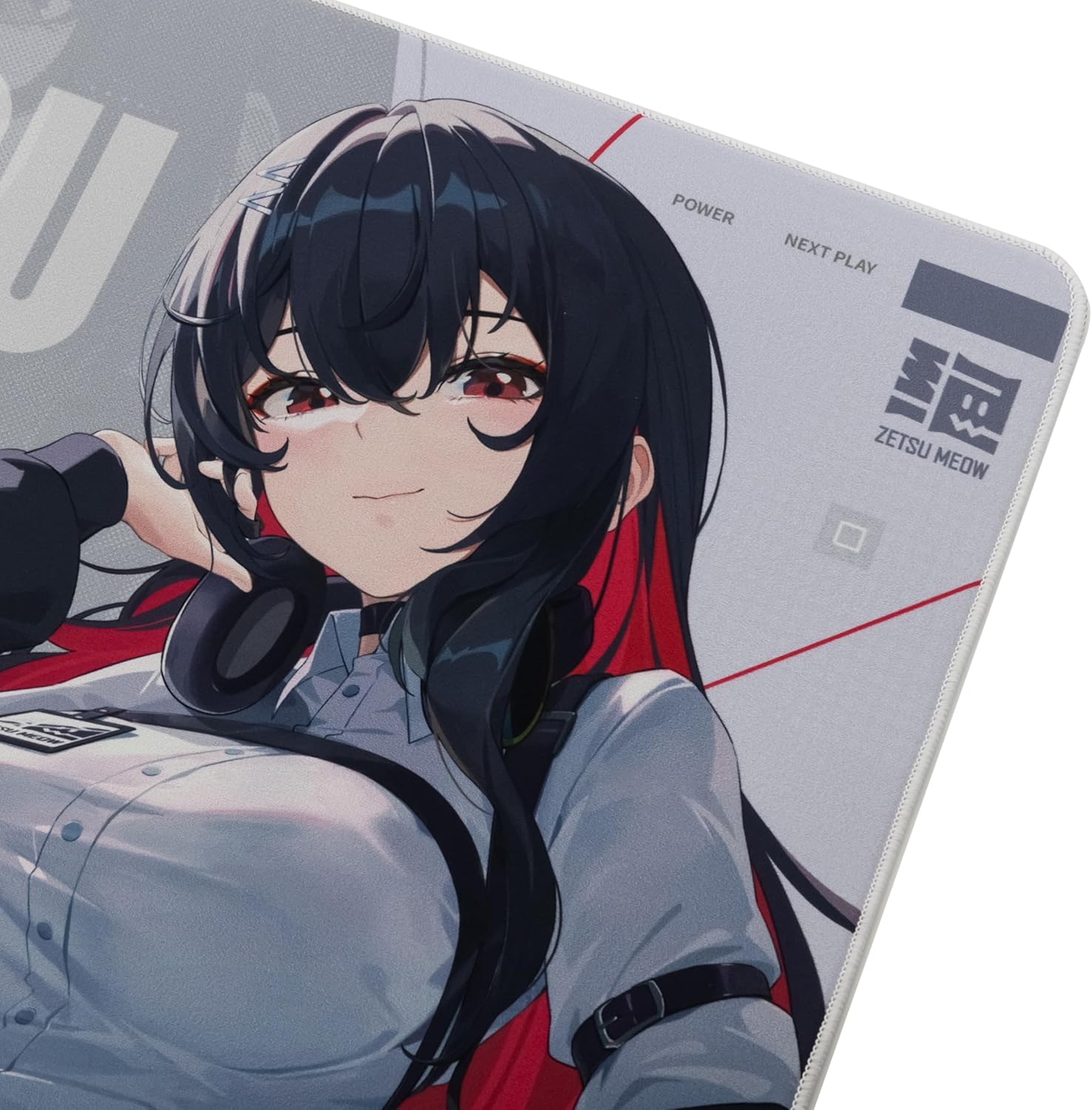 ZETSUMEOW JUE 2.0 XL Anime Gaming Mouse Pad, Micro-Woven Speed Surface, Japan-Made SlimFlex XSOFT Base, 490×420×4mm, Anime Art, Stitched Edges (Black) - Image 5