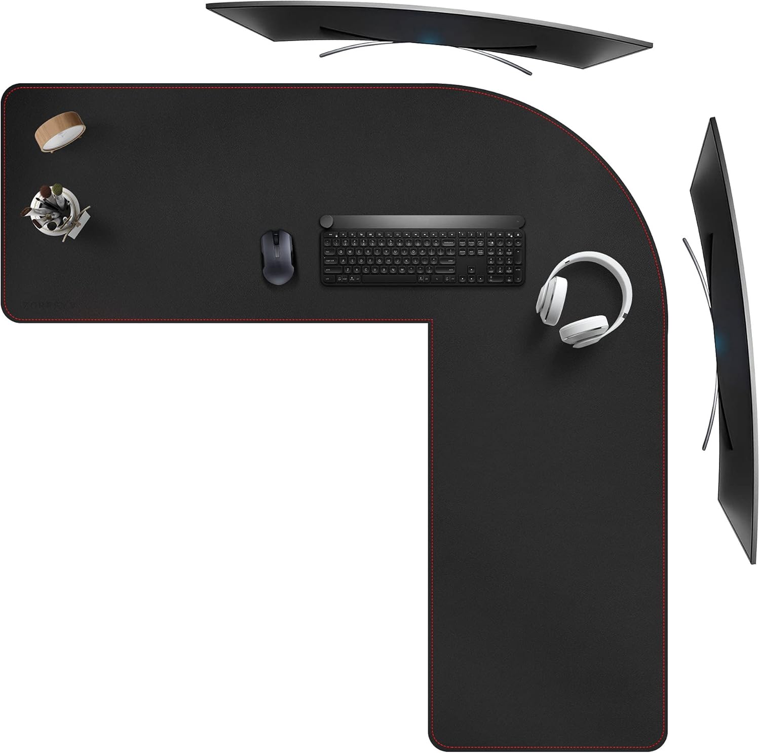 ZORESYN L-Shaped Gaming Desk Mat Mouse pad, Computer Corner Desk Pad, 55" Home Office Writing Desk Pad Protector, Large Waterproof PU Leather Corner Mousepad - Black, (137+140) x40cm - Image 11