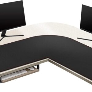 ZORESYN L-Shaped Gaming Desk Mat Mouse pad, Computer Corner Desk Pad, 55" Home Office Writing Desk Pad Protector, Large Waterproof PU Leather Corner Mousepad - Black, (137+140) x40cm
