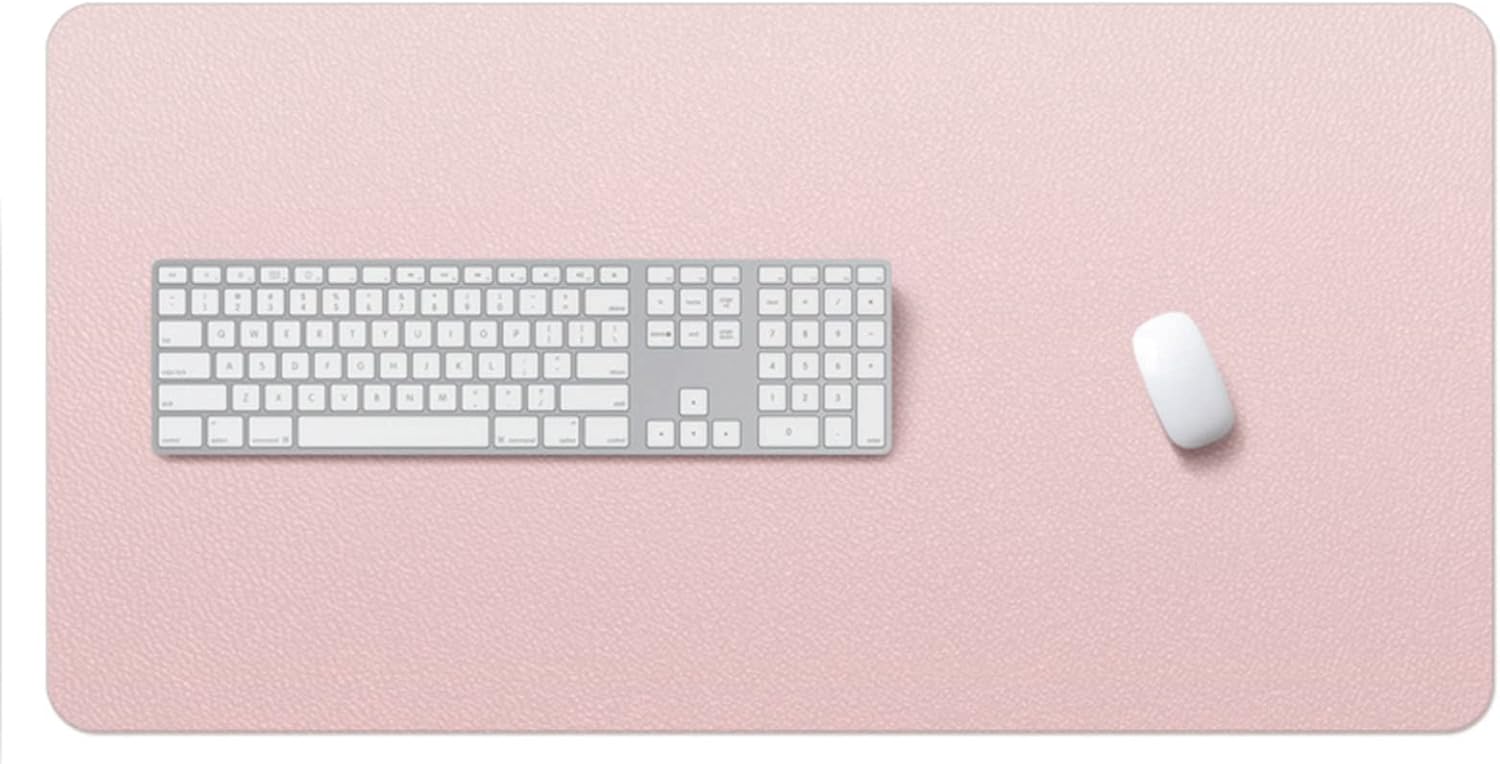 ZPEE Leather Gaming Mouse Pad Large,Extra Large Not-Slip Mouse Mat Water Proof,Short Plush Back Writing Mat for Table Desk Pad Protector-Pink 90x45cm