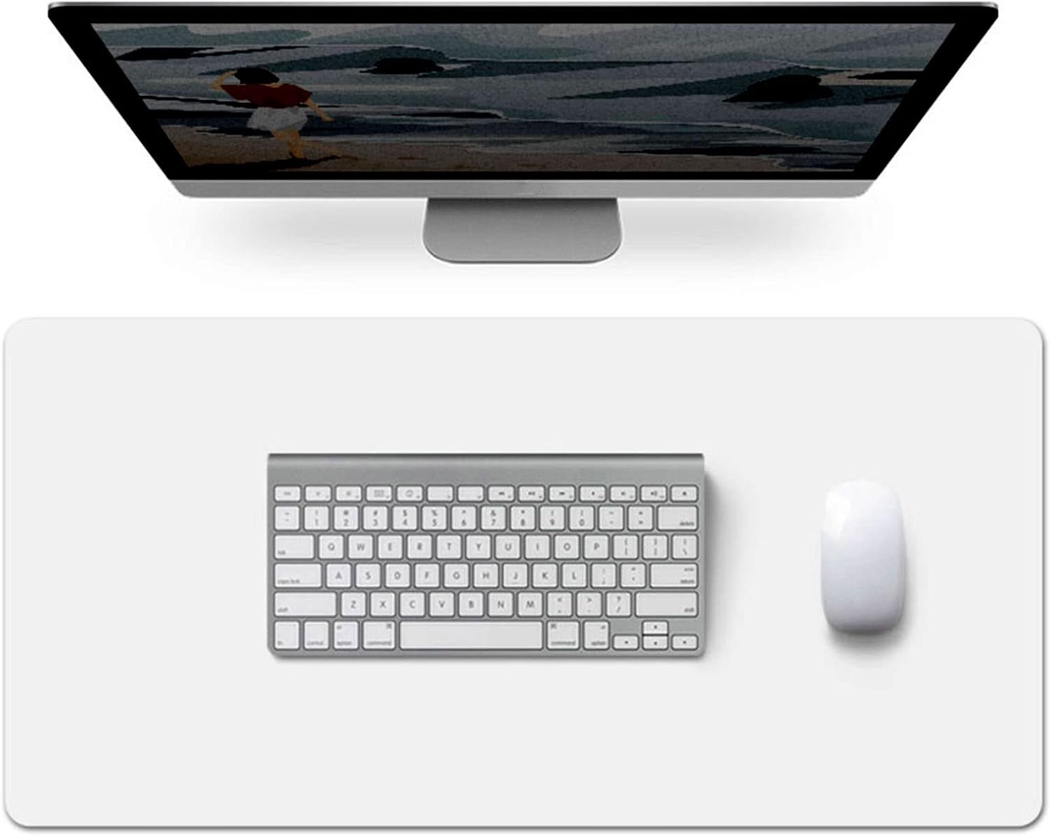 ZPEE Thicken Gaming Mouse Pad Large,Mouse Pads for Desk Gaming Washable Leather Keyboard Mat Table Mat for Desk Writing Mat-White 90x45cm