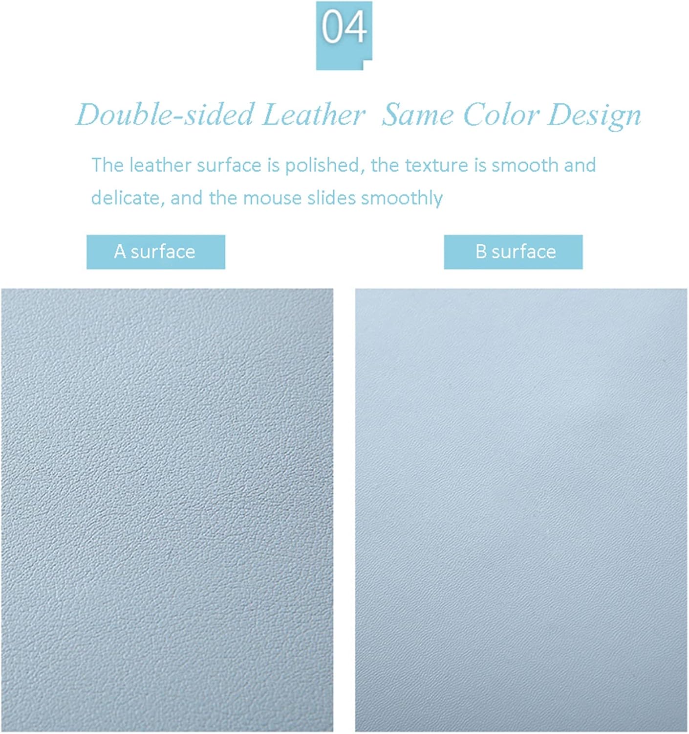 ZPEE Waterproof Mouse Mat for Computer Gaming,Smooth Surface Leather Gaming Mouse Pad Large Sustainable Table Mat Writing Mat for Home School-Blue 90x45cm - Image 2