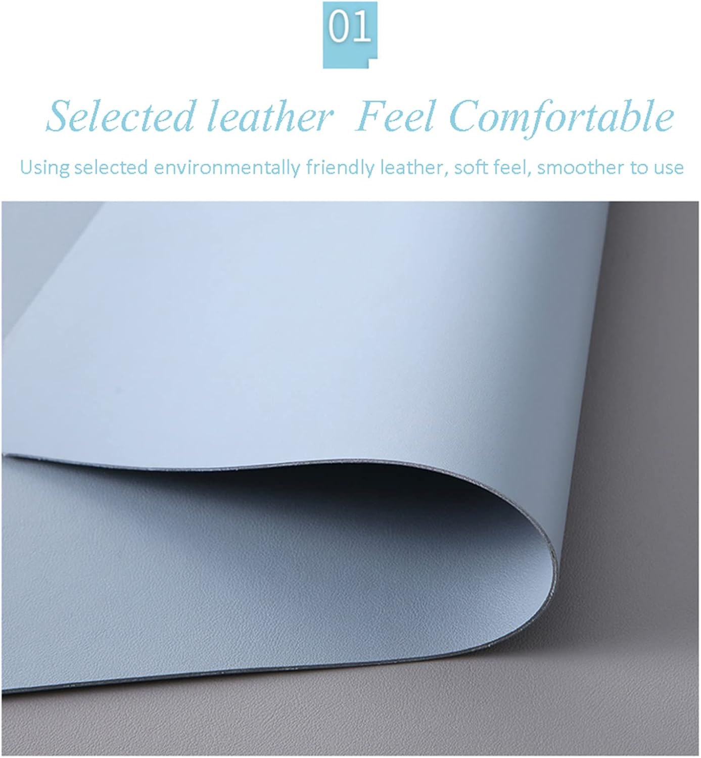 ZPEE Waterproof Mouse Mat for Computer Gaming,Smooth Surface Leather Gaming Mouse Pad Large Sustainable Table Mat Writing Mat for Home School-Blue 90x45cm - Image 3